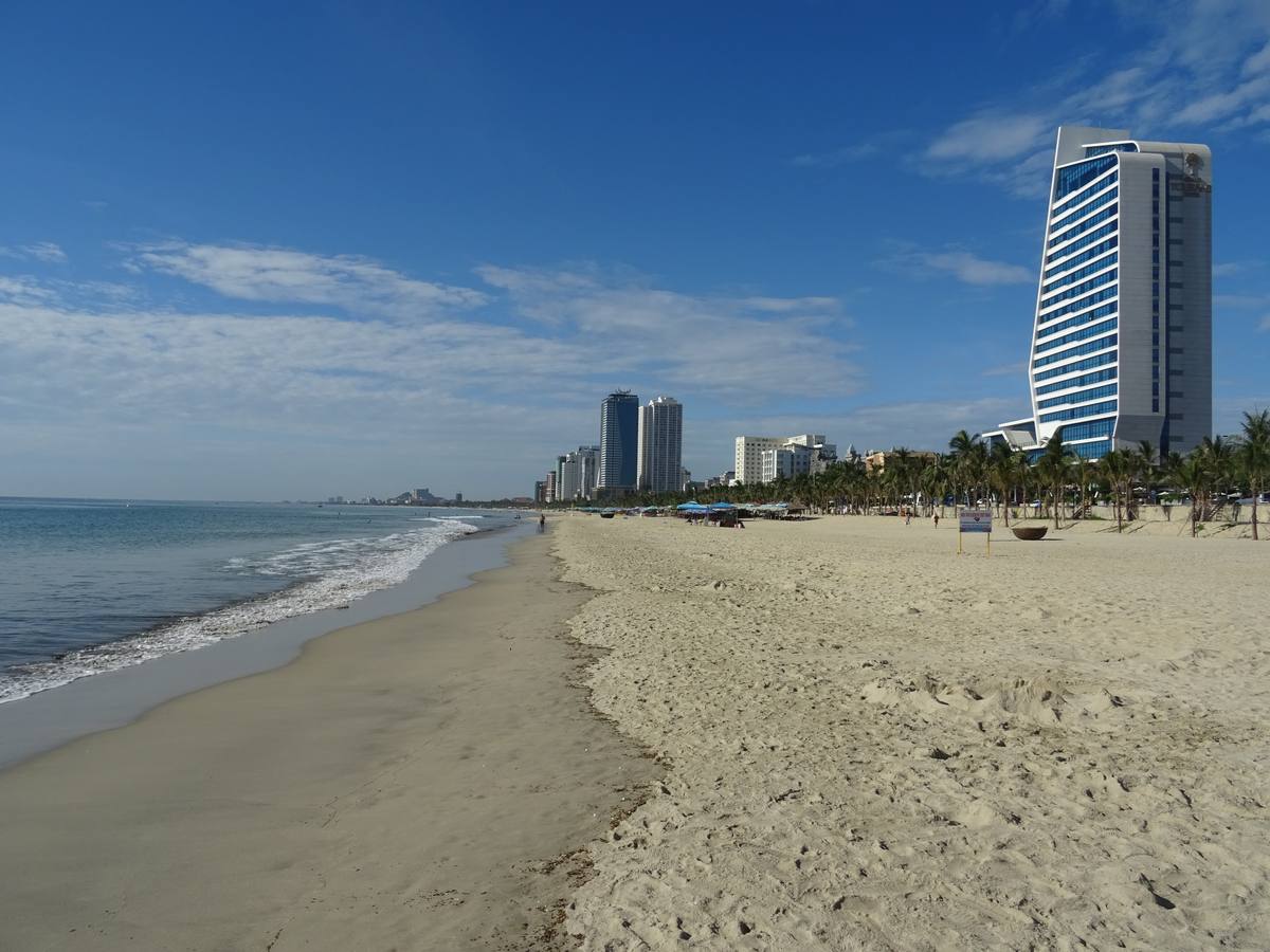 My Khe's sand with the seafront hotel strip behind